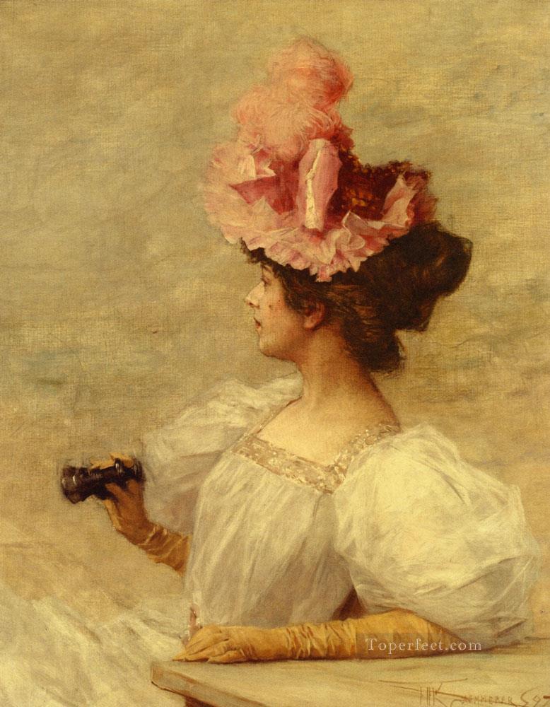 Mujer con gafas de ópera mujer Kaemmerer Frederik Hendrik Pintura al óleo